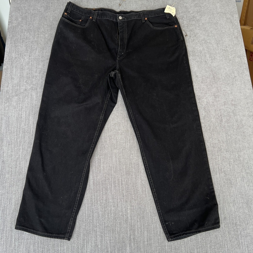 Levi's 550 Jeans Mens 46x30 Black Denim Comfort Red Tab Relaxed Fit Straight Leg